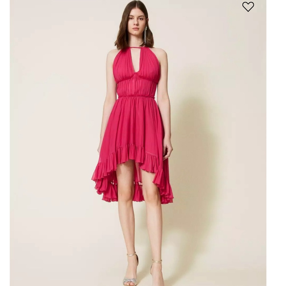New Pleated Pink Dress Twinset